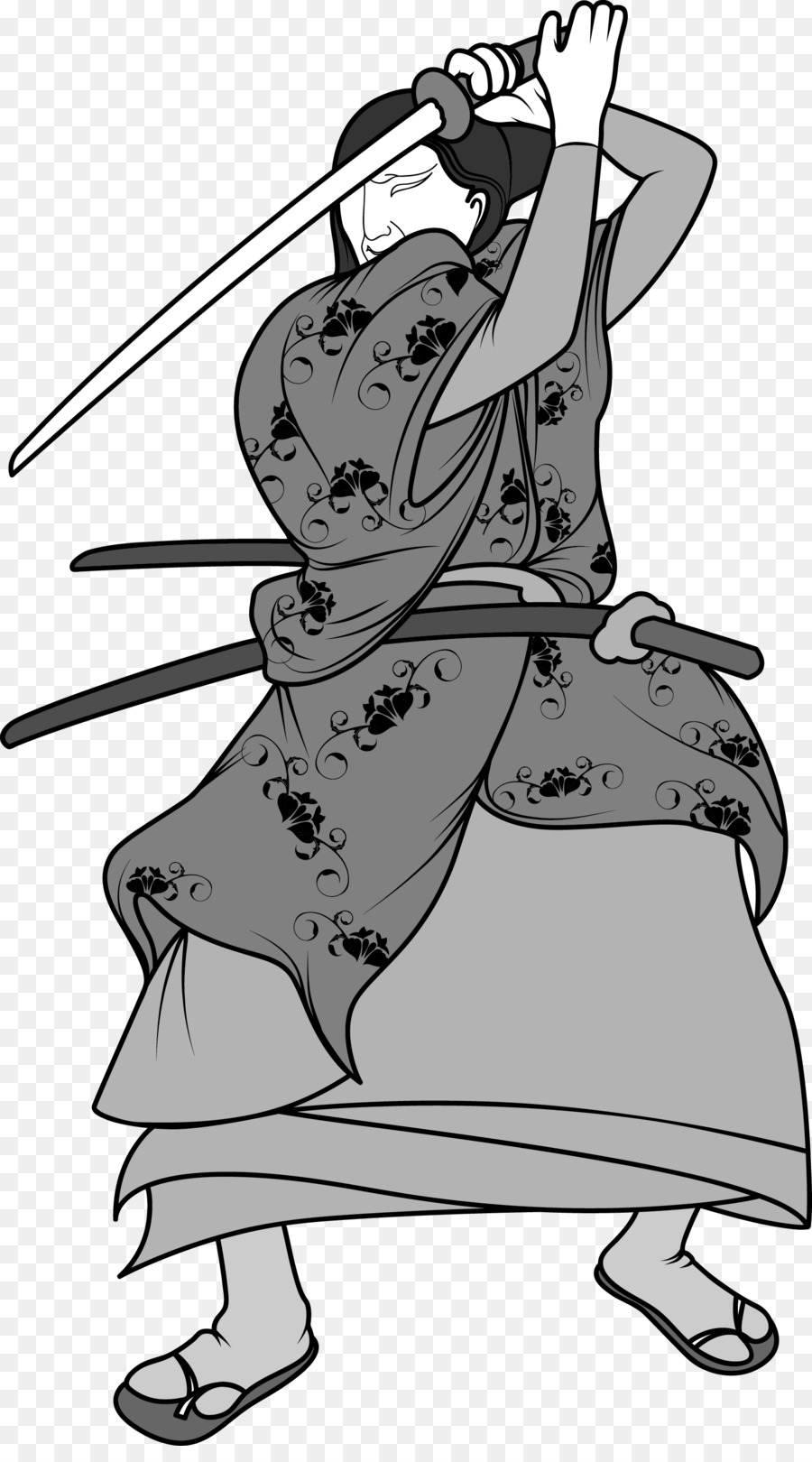 Đen và trắng chiến Binh Vẽ Clip nghệ thuật - Nhật bản, ninja vệ sĩ chiến binh da đen và trắng hình ảnh