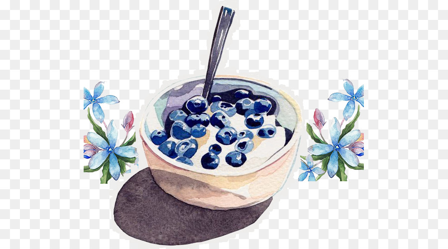 Frühstück-Brezel-Aquarell Abbildung - Handbemalte alte Joghurt