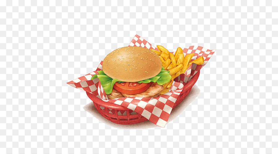 Cheeseburger French fries Hamburger, Nachos Hot dog - Patatine fritte hamburger dipinto a mano materiale foto