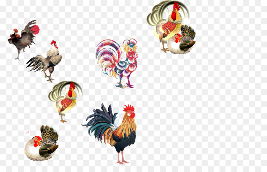Chicken Rooster Illustration - Huhn Kombination der Elemente