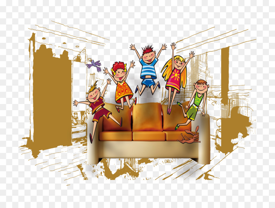 Kind Couch Abbildung - Das hüpfen auf der couch Kinder