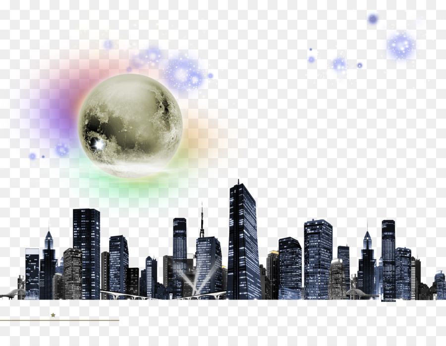 Stadt silhouette - Die Stadt auf dem Mond