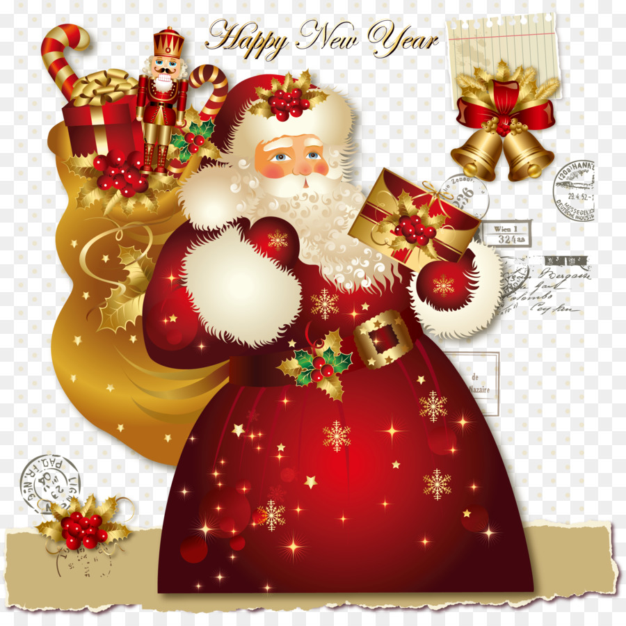 Biglietto di auguri di Natale con carta di fotografia di Stock, Clip art - Splendidamente Santa sfondo, vettoriali materiale