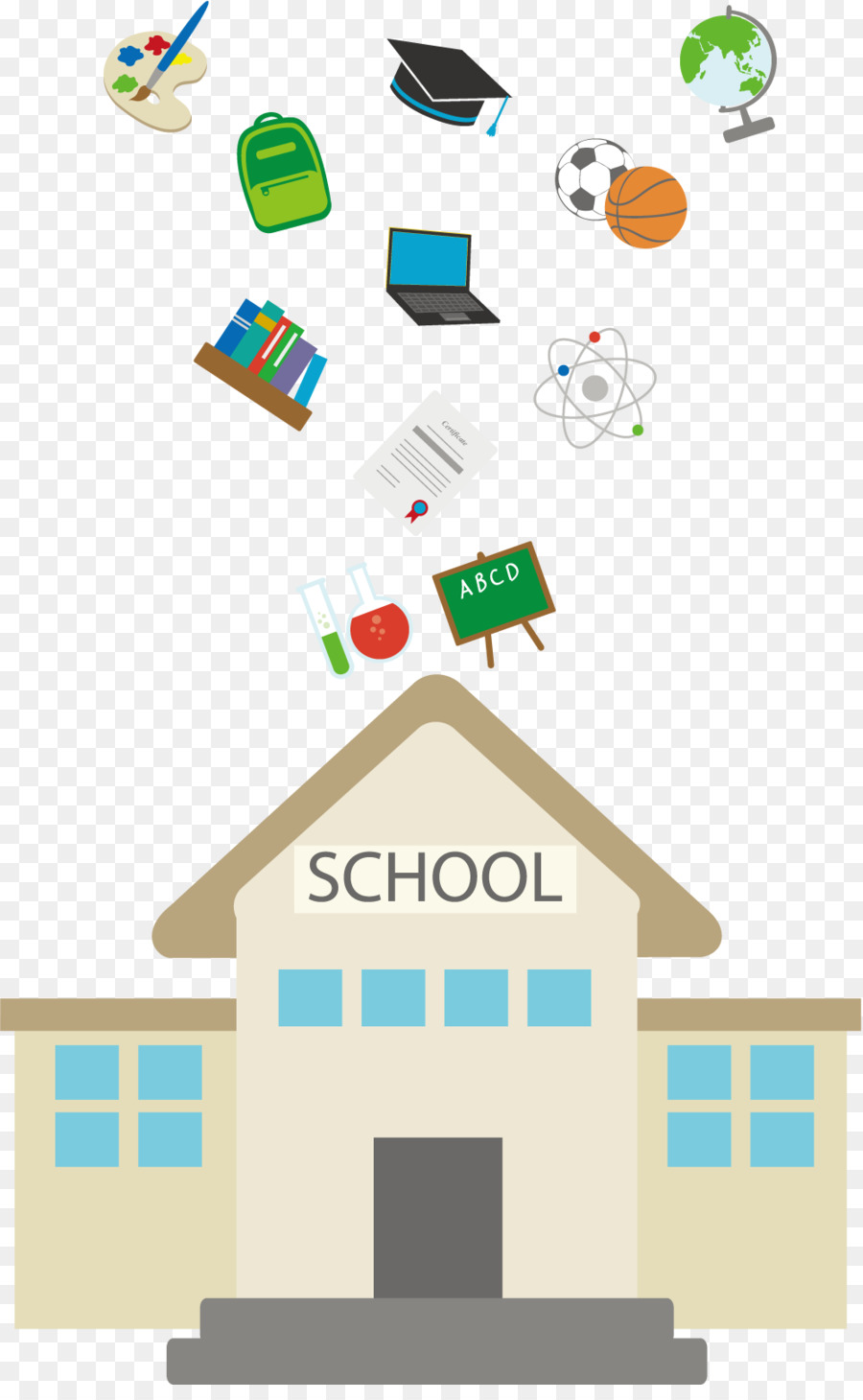 Cartoon Schule clipart - Vektor-Symbol und Elemente von Schulgebäuden