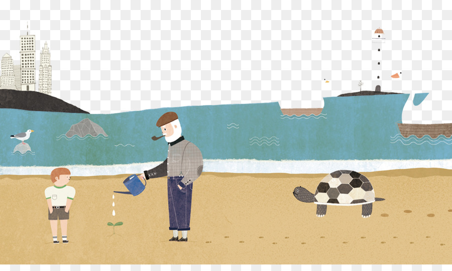 illustrazione - Il mare versato alberelli nonno