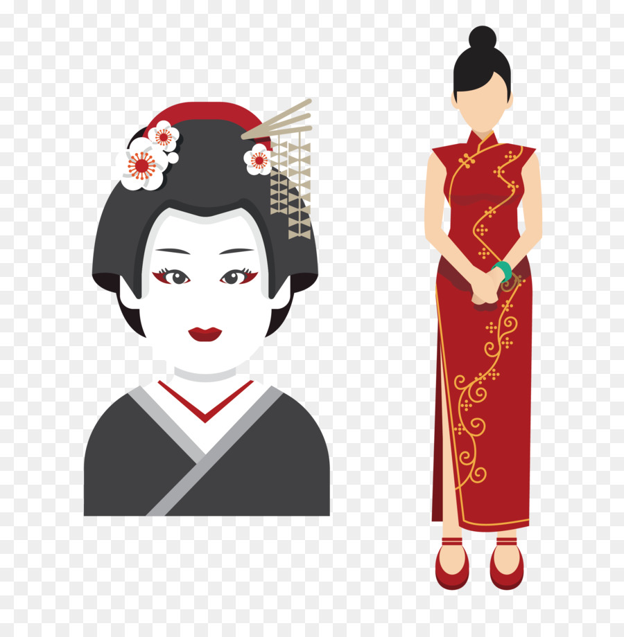 Japan Symbol - Chinesisch cheongsam Frau, mit der japanischen Geisha