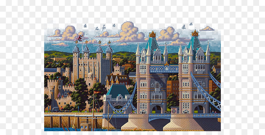 Torre di Londra, il Big Ben e il Tower Bridge Jigsaw puzzle Puzz 3D - città, illustrazione