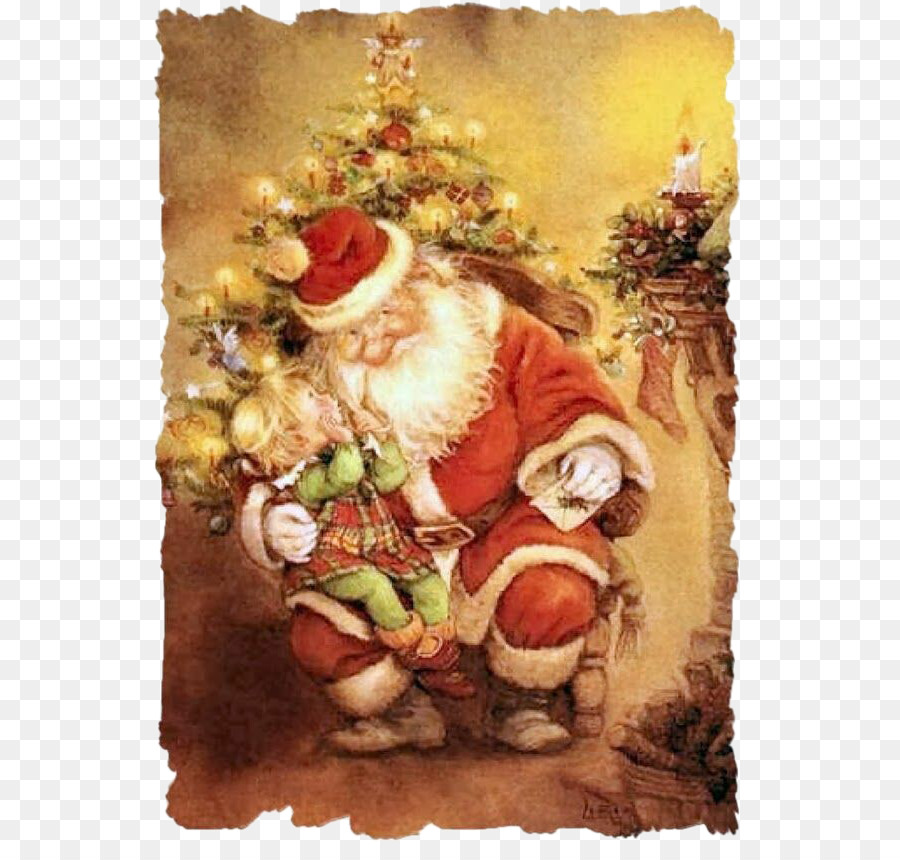 Barcelona Weihnachten Kunst Illustrator Illustration - Santa Claus mit Kind alte Bildröhre