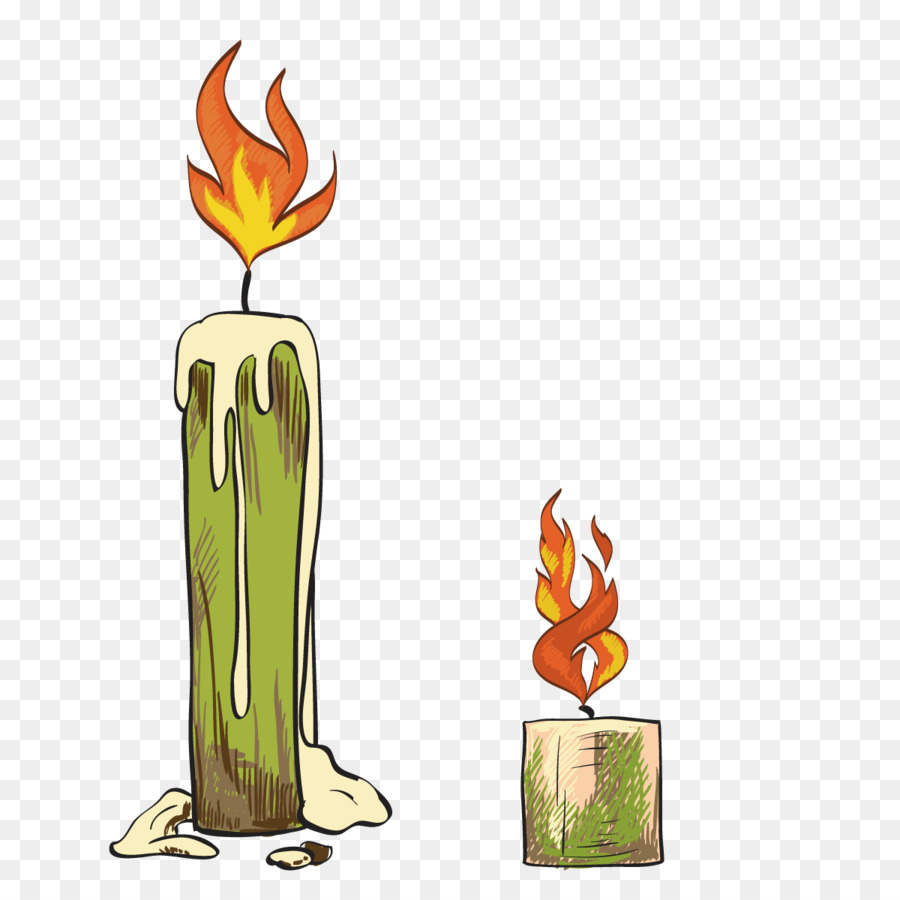 Licht, Kerze, Flamme, Verbrennung - Vektor grüne Kerze