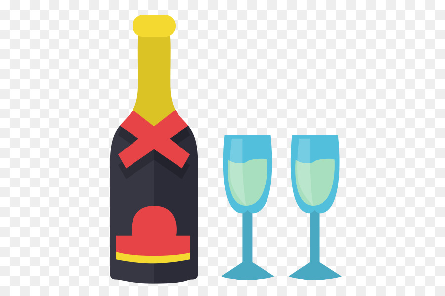 Wein Glas alkoholfreies Getränk Flasche - Flasche und zwei Gläser