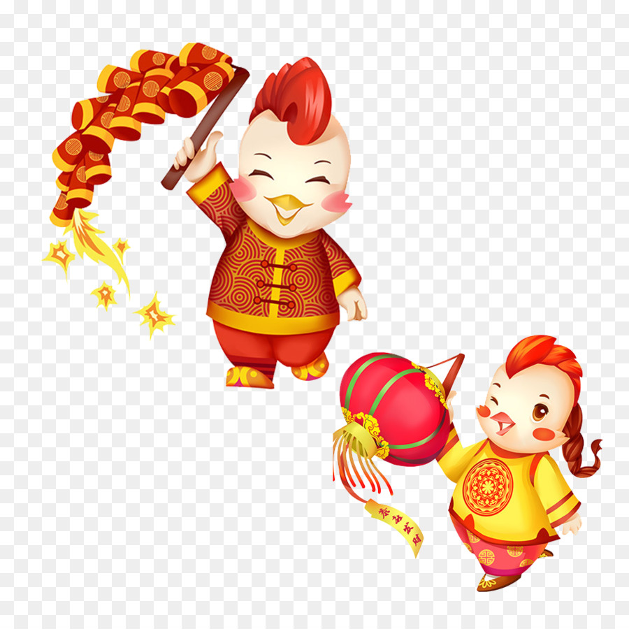 Chicken Chinese New Year Chinese zodiac Cartoon-Kracher - Zwei baby-Huhn