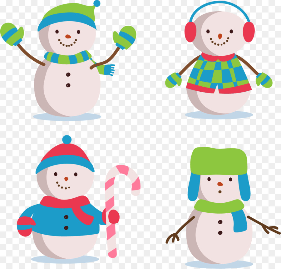 Pupazzo di neve Clip art - Quattro creativo, carino, invernali, pupazzo di neve