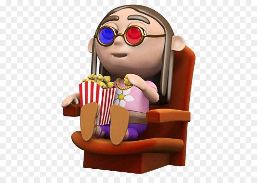 Cinema popcorn - 3D cartone animato di guardare film, persone PNG
