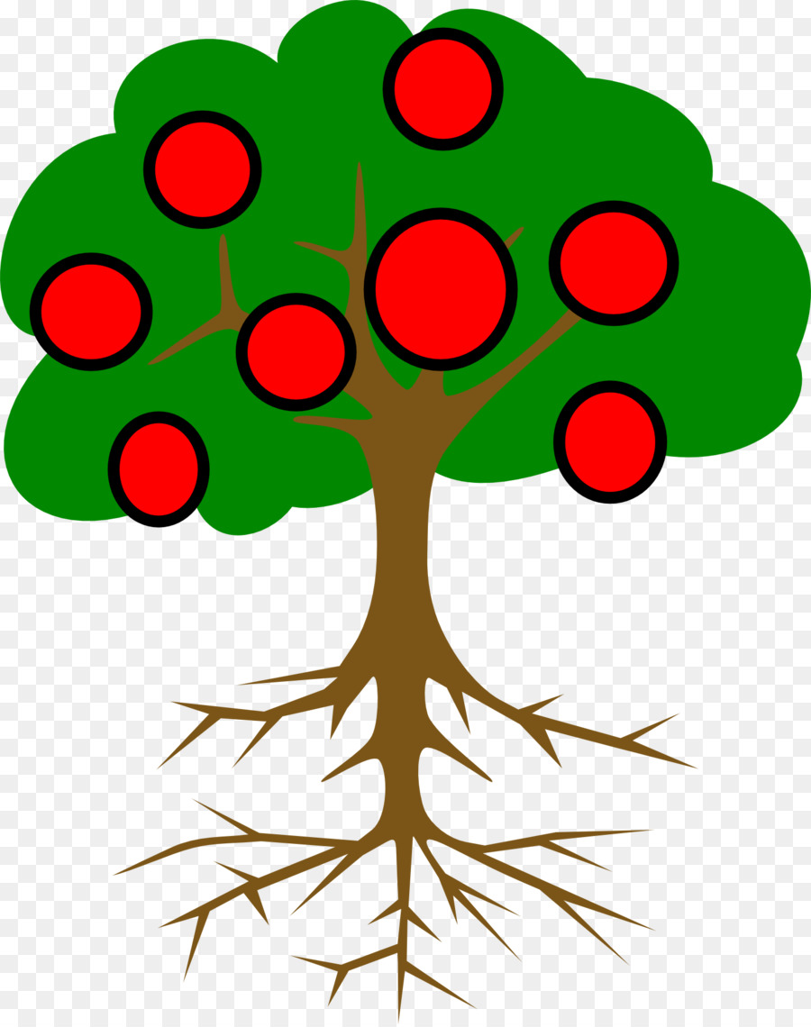 Baum, Wurzel, Zweig, - clipart - Cute apple-Baum