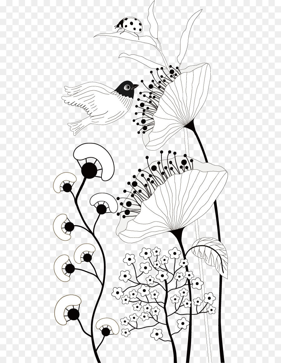In bianco e nero di lavori di Decoupage, Fotografia, Illustrazione - Vettoriale floreale materiale