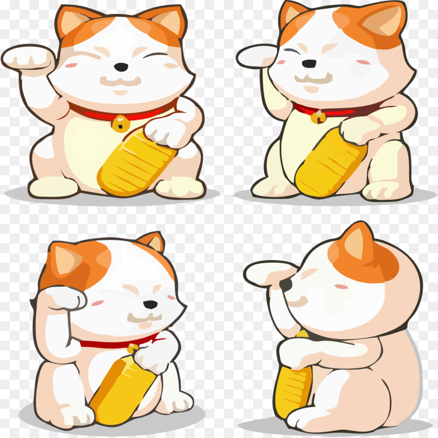 Katze Maneki-neko viel Glück-clipart - Vier Glückliche Katze