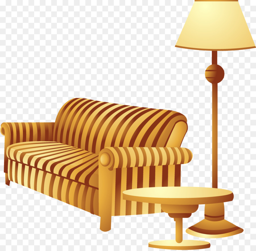 Tisch Stuhl Couch - Vektor von Hand bemalt sofa Stehlampe