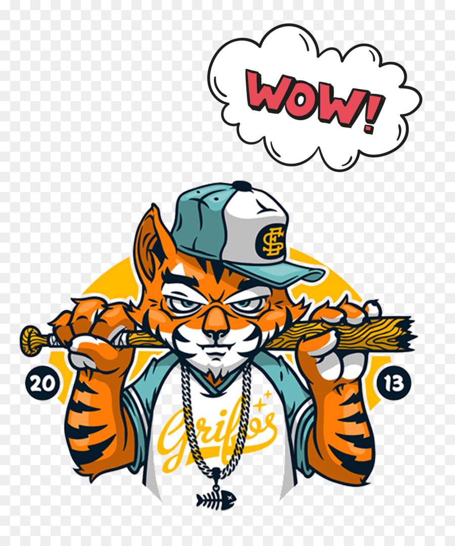 Cartoon-Zeichnung Graffiti - hip hop cat