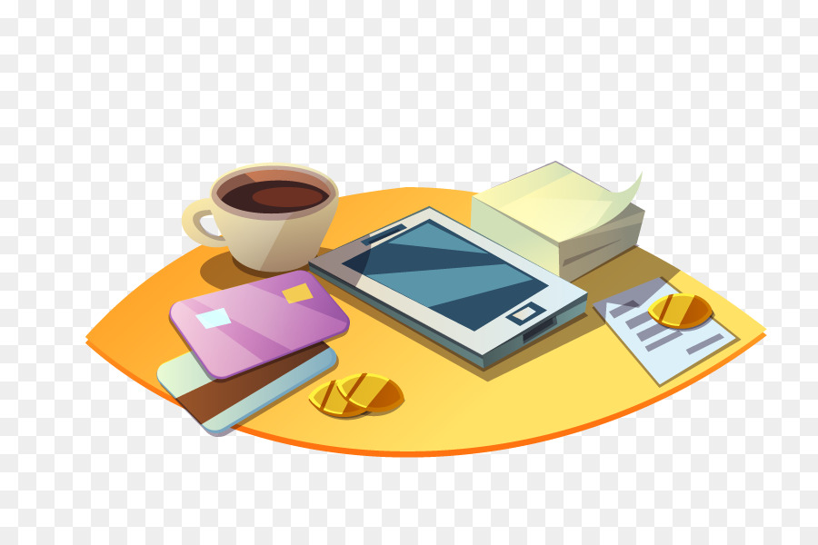 Adobe Illustrator Illustrazione - Scrivania per ufficio libri di caffè
