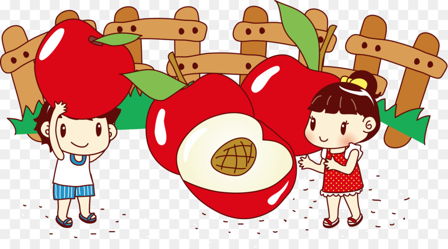 Apple Clip Art - Roter Apfel mit cartoon-Kinder