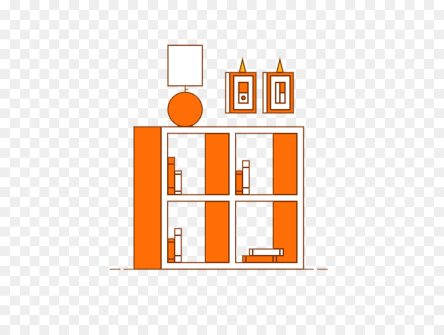 Abbildung - Bücherregal-Lampe orange illustration