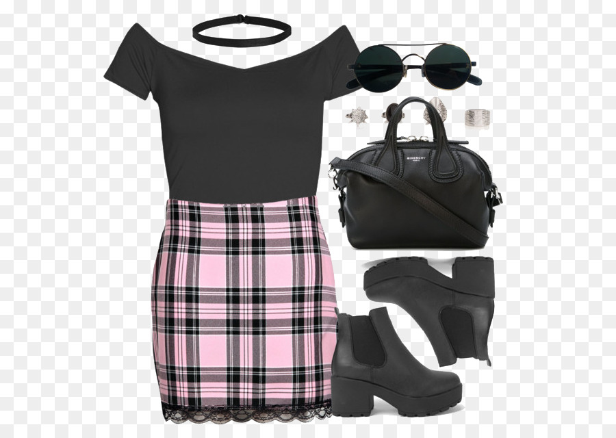 Schlupf-Rock-Kleid-Handtasche-Kleidung - Rock und schwarze Tasche