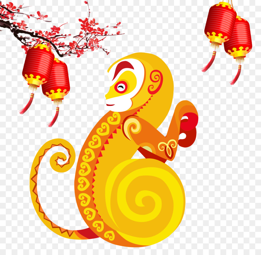 Poster Monkey Chinese Neujahr - Affen Muster