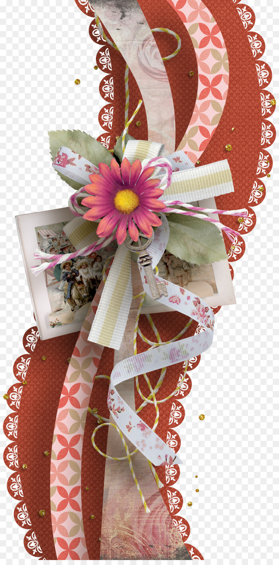 Papier-Blumen-Band - Floral ribbon Dekoration Muster