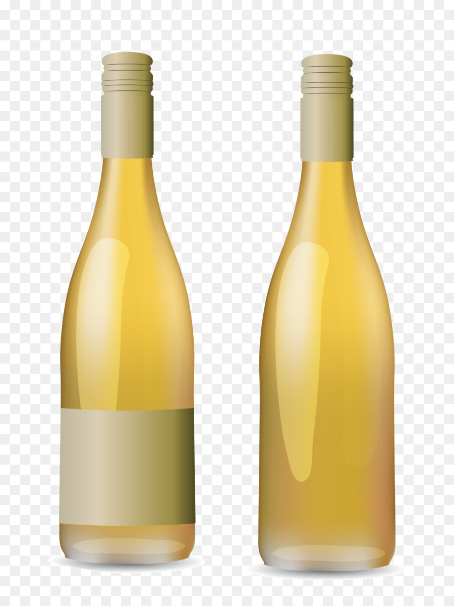 Weißwein Glas Flasche Likör - gelbe Flaschen