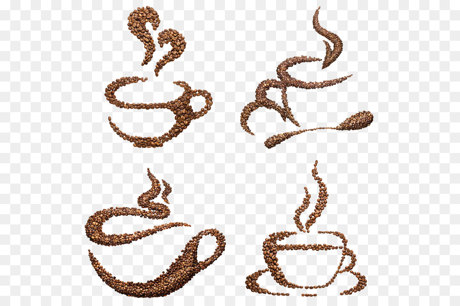 Türkischer Kaffee Kaffee Bohnen-Kaffee-Tasse Kaffee-rösten - 4 Tassen mit dampfendem Kaffee