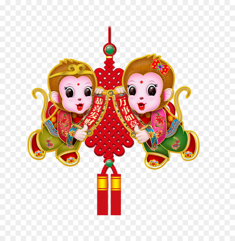 Chinesisches Neujahrs-Affen-Illustration - Affen Muster
