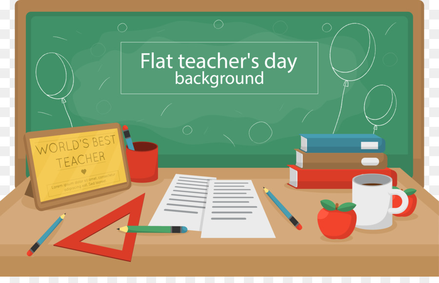 Schüler-Lehrer-Tag, Tafel, Schule - Creative teachers' Day Schreibtisch-Vektor