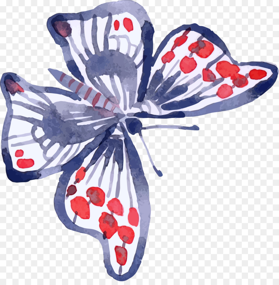 Farfalla, Acquerello dipinto di Blu, Illustrazione - Viola fresca Farfalla