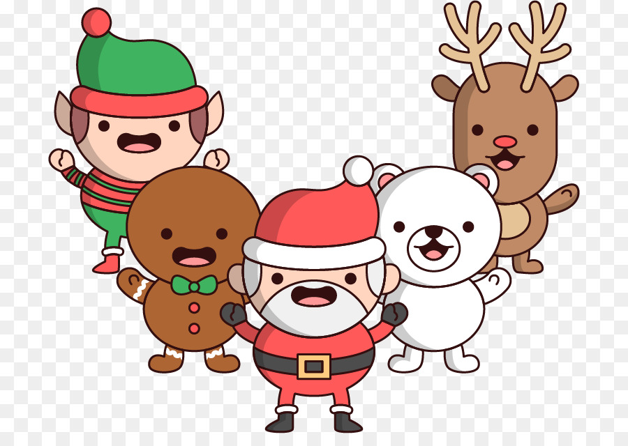 Rentiere, Santa Claus, Weihnachten - Vektor cute cartoon deer Santa Bär