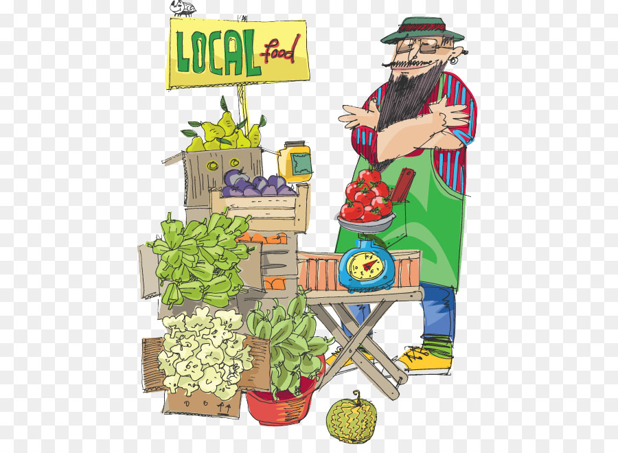 cartoon illustration - Männer Gemüse zu verkaufen