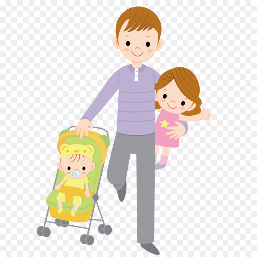 Kind-Vater-Zeichnung-Illustration - Ihre Tochter drängen baby