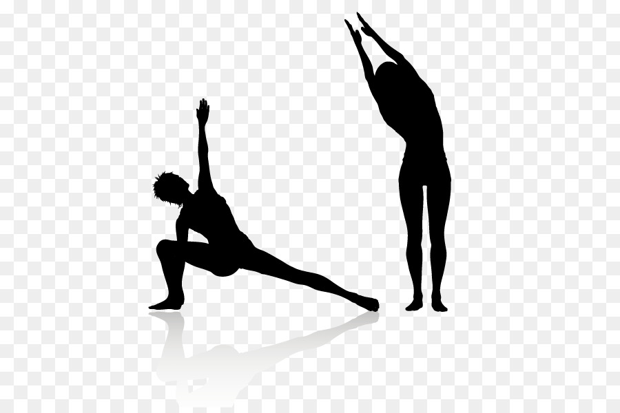 Yoga ist die übung Asana-Körperliche Bewegung - tanzende Silhouette