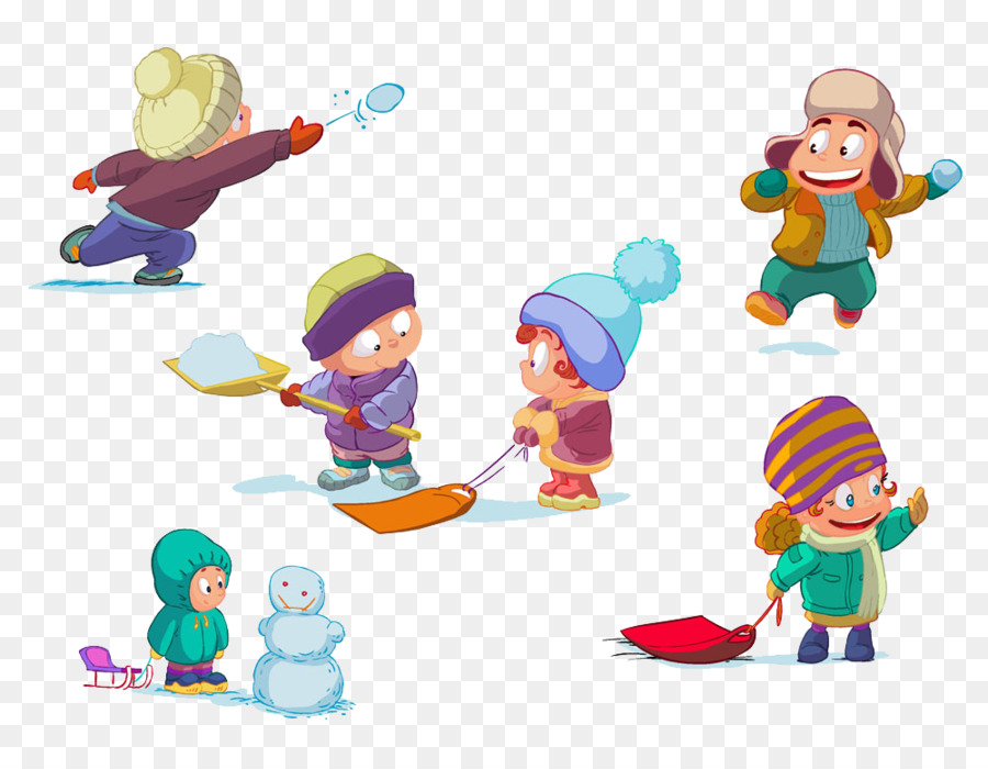 Winter, Kind, Schneemann - Kinder spielen in winter-Bild