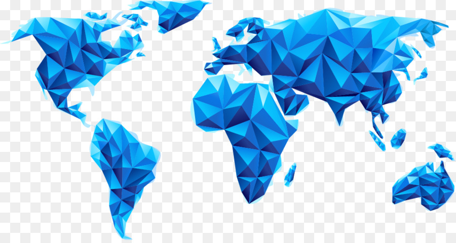 Mondo mappa del Mondo - Blu geometrico dimensionale mappa
