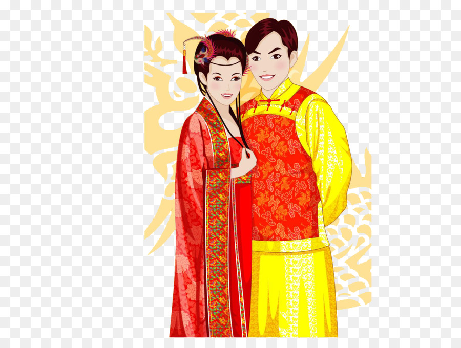 Nozze matrimonio Cinese Sposo - Dipinto a mano da sposa d'epoca