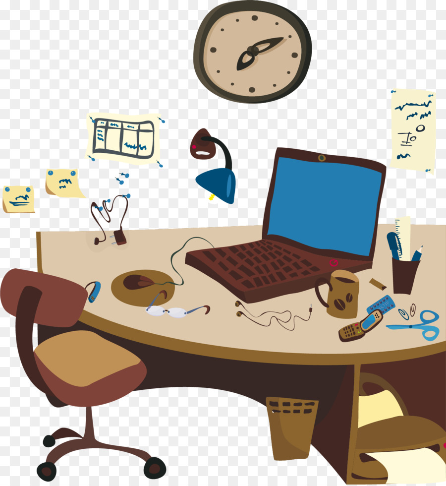 Office-Zeichnung-Illustration - Vektor von hand gezeichnet computer Schreibtisch
