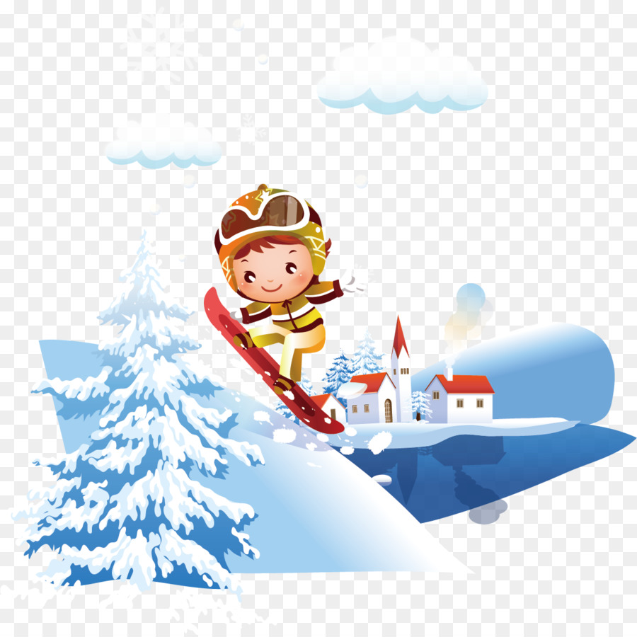 Sci Cartoon Illustrazione - Neve sci turismo invernale creatività