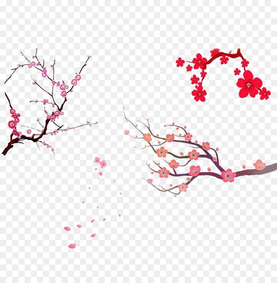 Fiori di ciliegio, Albero Prunus serrulata - Semplice dipinte a mano, di alberi di ciliegio fibbia materiale gratuito