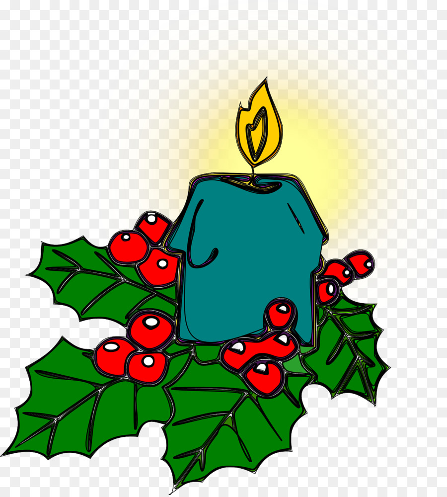 Chung holly trang trí Giáng sinh Nến Clip nghệ thuật - Đốt màu xanh nến