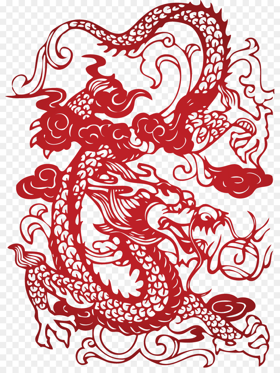 China T-Shirt Dragon Illustration - Dekorative Vektor-Drachen und Wolken