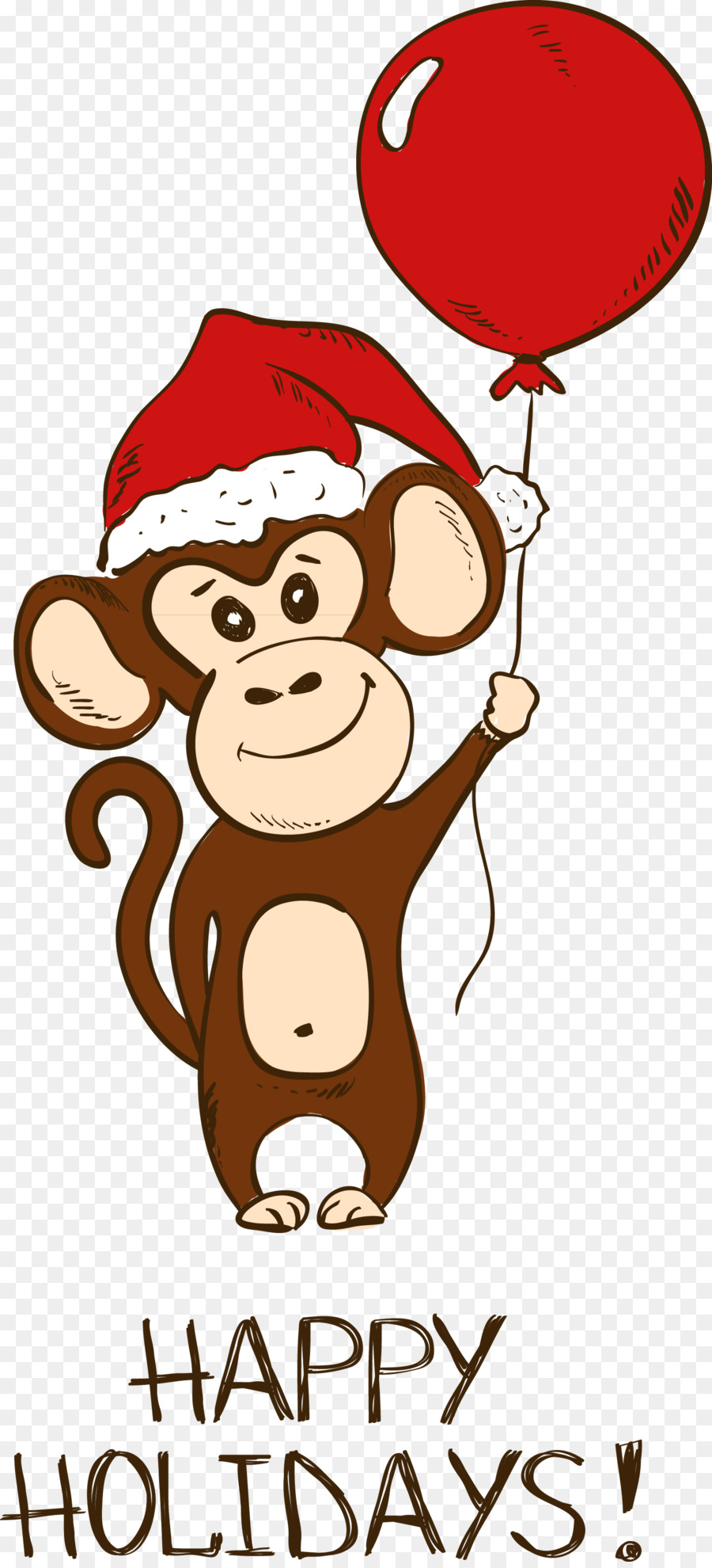 Weihnachtsmann-Cartoon-Affe - Nehmen Sie einen Ballon, monkey