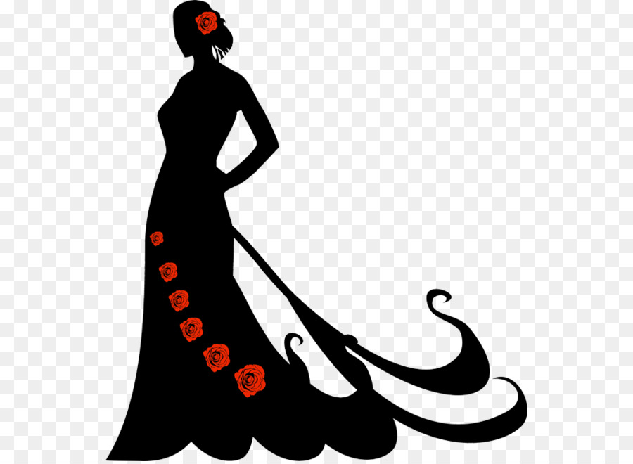 Silhouette Flamenco-Tänzerin Portrait - Rote Rosen Kleid zurück Schönheit