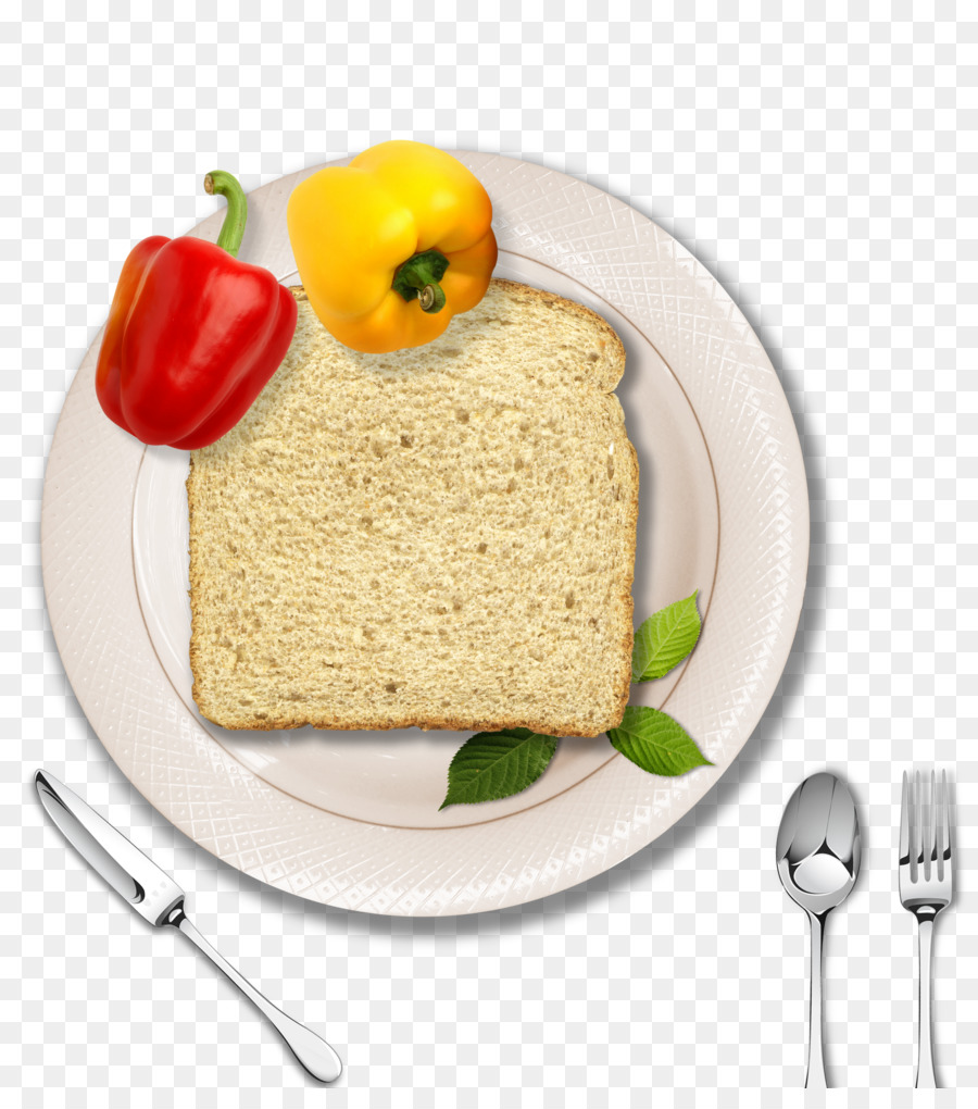 Toast Frühstück Brot Gabel - Pulver weiß-Platte