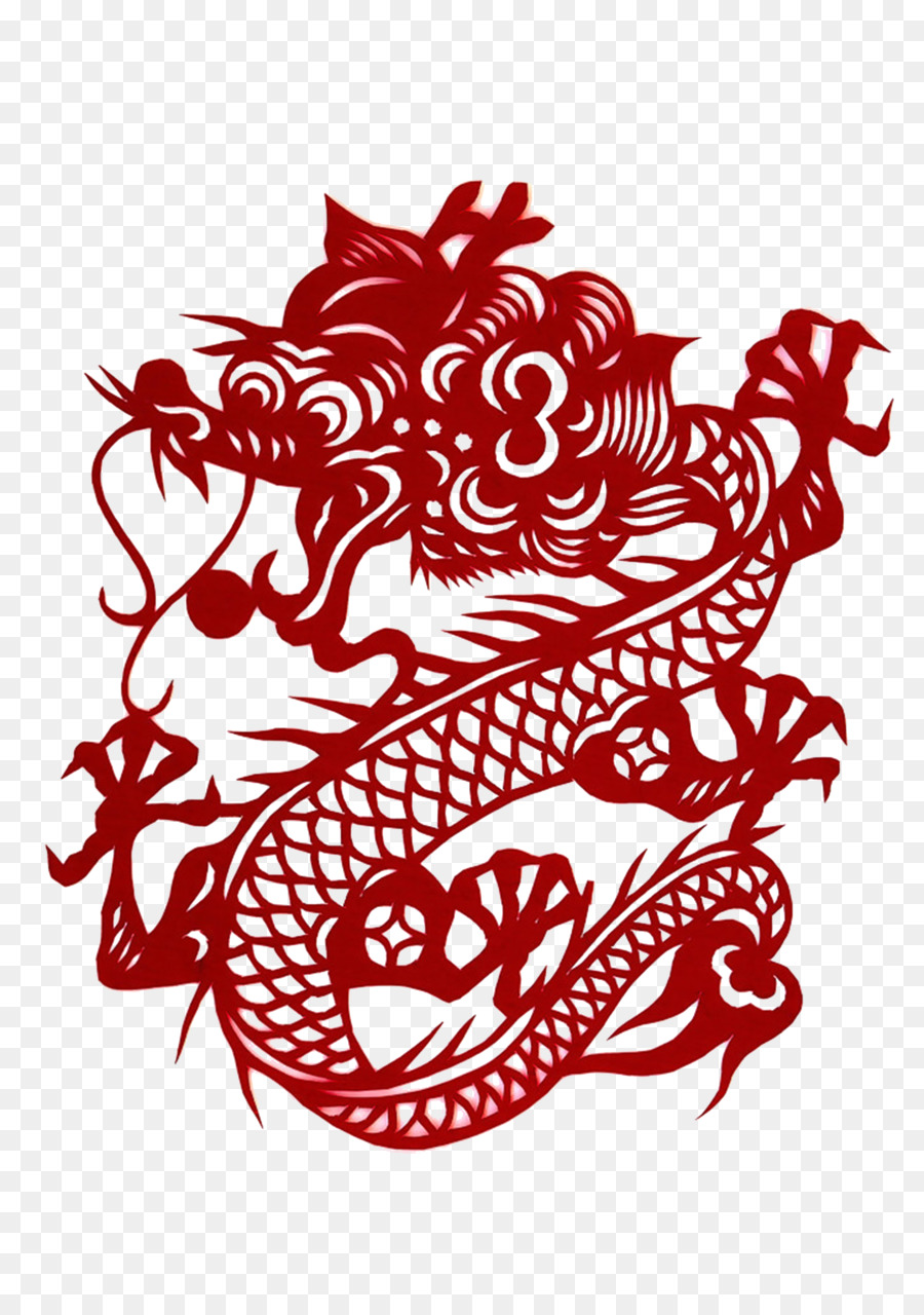 Drago cinese, capodanno Cinese, Clip art - Drago rosso silhouette immagine materiale png