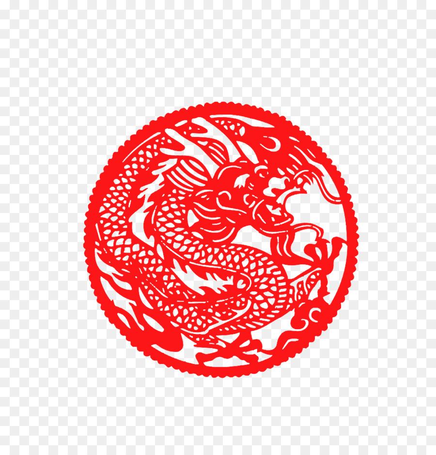 China Paper Chinesisch Drache-chinesische Tierkreiszeichen - Rote Papier Schnitt Drache